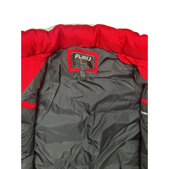 VTG 90s Y2K FUBU Down Racing Puffer Jacket Streetwear XL Red/Gray THE COLLECTION - Picture 8 of 16